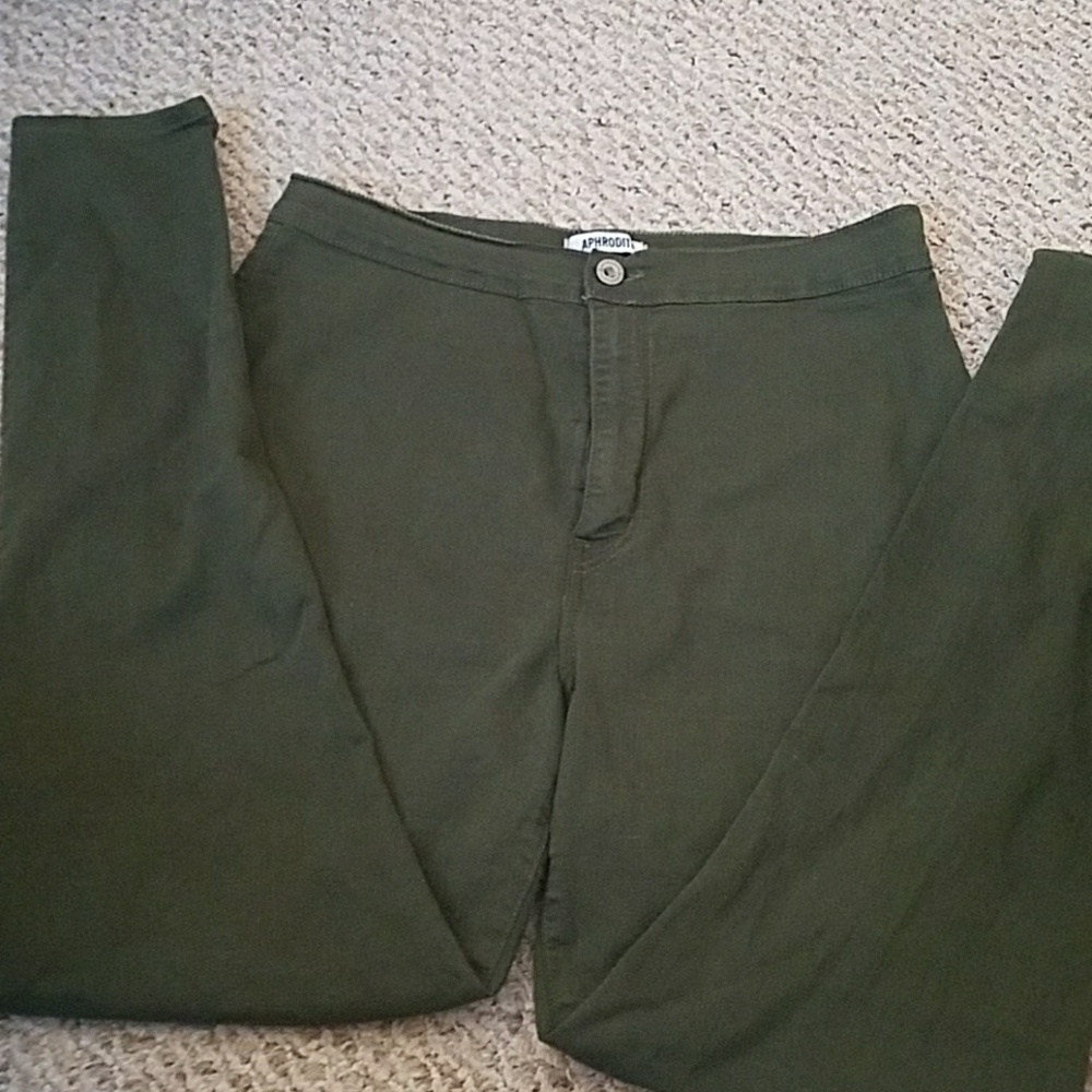 High wasted olive green skinny jeans